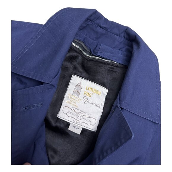 LONDON FOG Vintage Luxury Designer Blue Winter Business Trench Coat Womens 14 - Picture 3 of 9